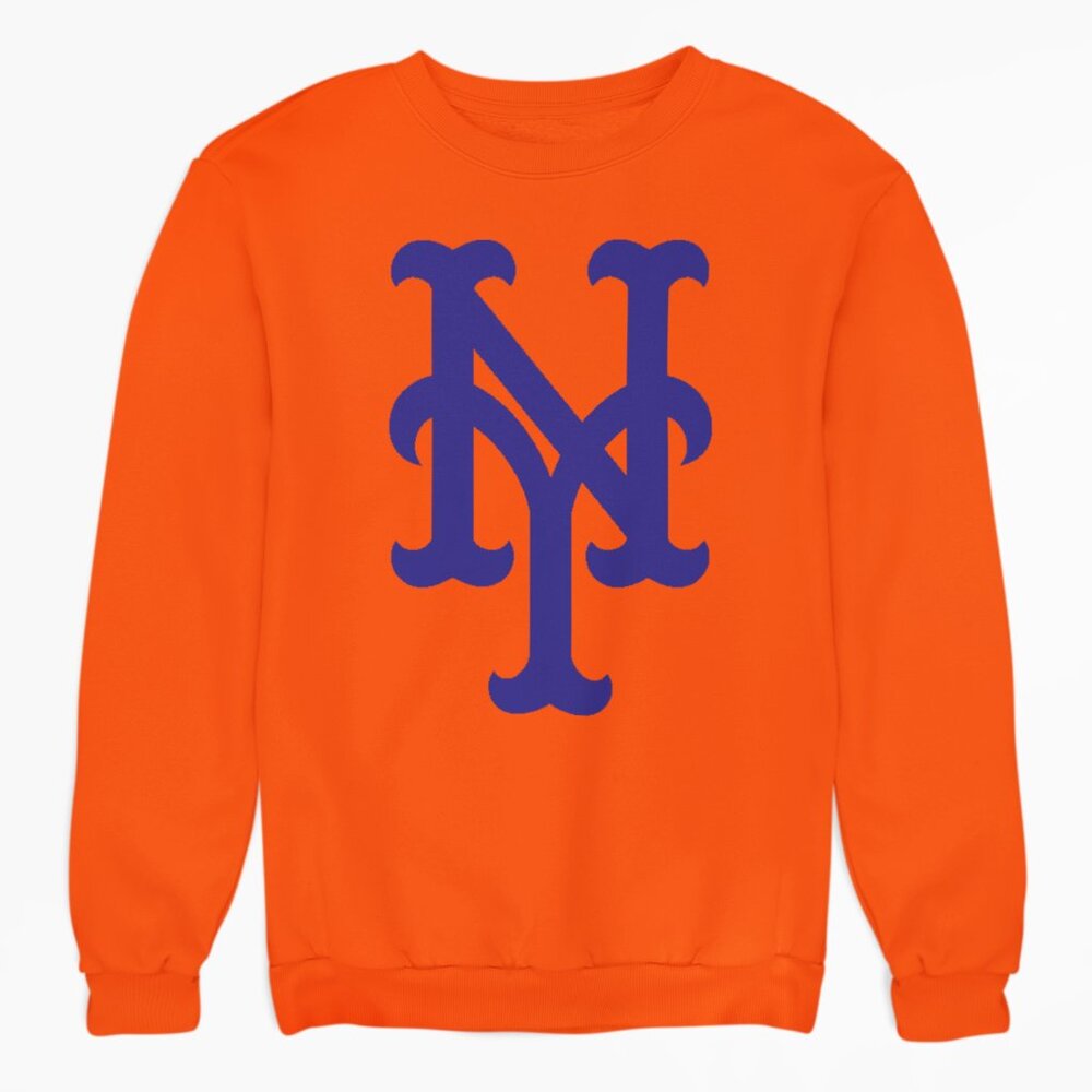 NEW York Mets Team Color Pop NY Fleece Long Sleeve Sweatshirt ORANGE